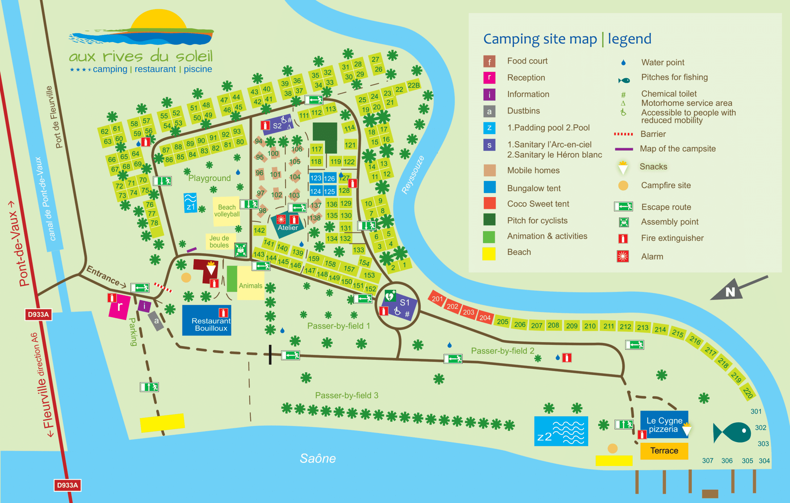 Map campsite Camping Aux Rives du Soleil